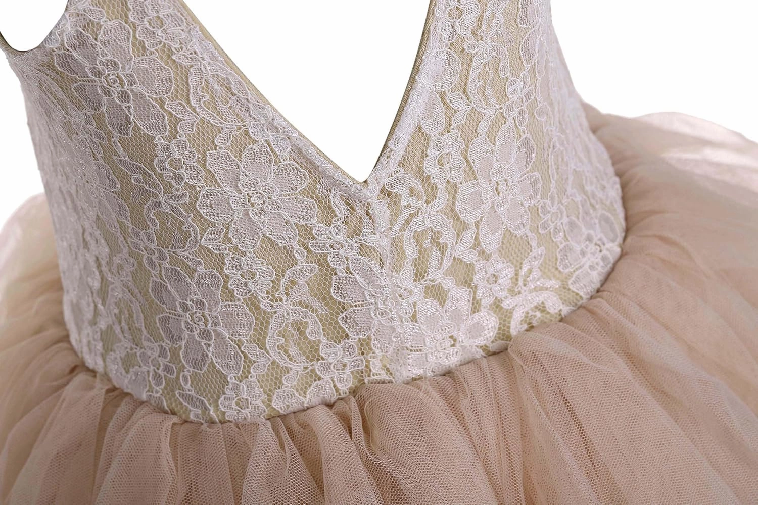 Flower Girl Dress for Wedding, Girls Full Length Fancy Tutu Tulle Tiered Lace Party Dresses