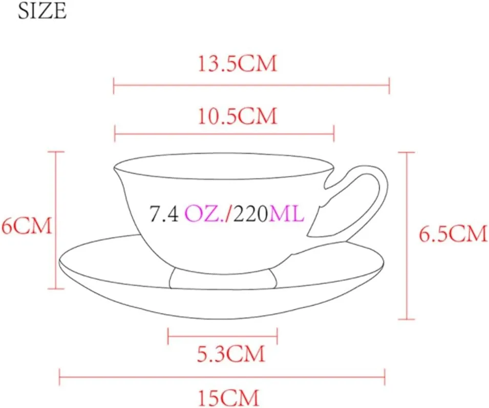Flowered Decal Porcelain Coffee Set Cup Grace Tea Ware for Wedding Gift Teaware Bone China Weddin