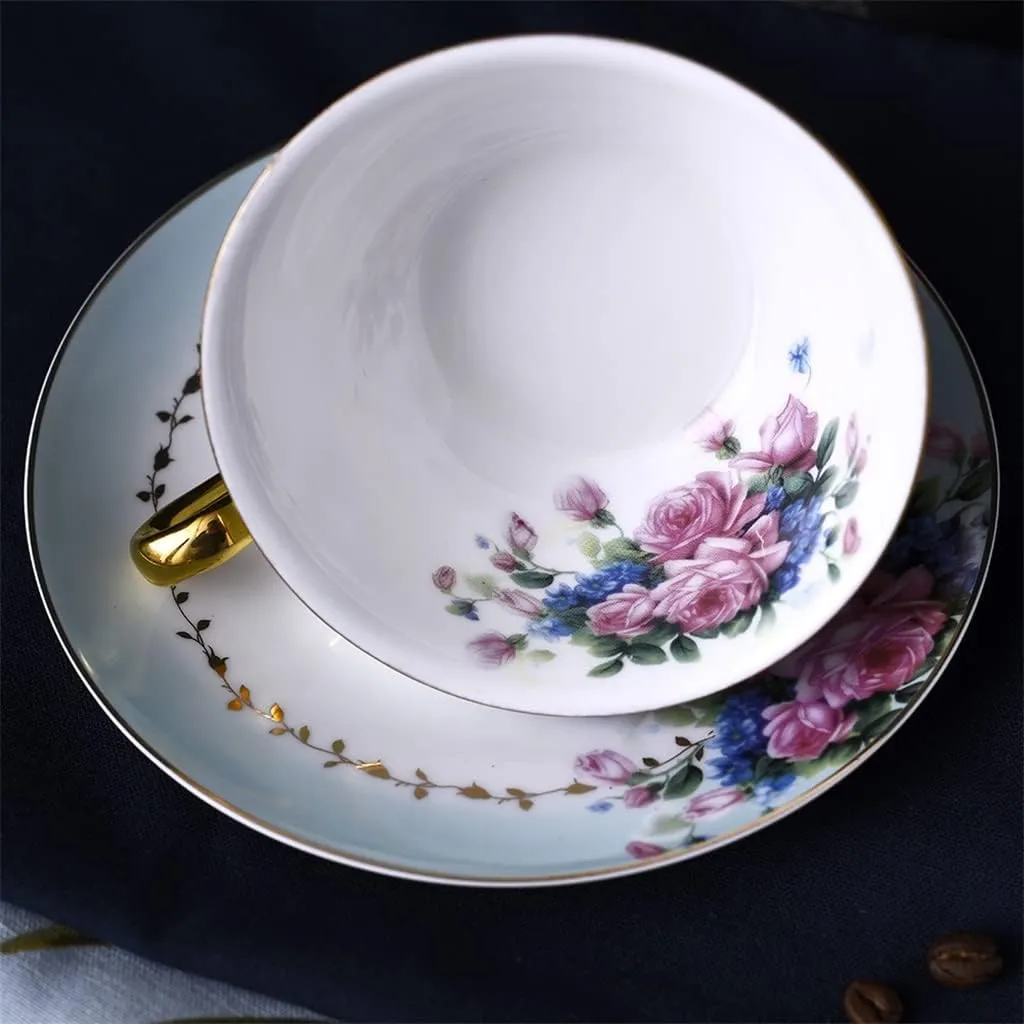 Flowered Decal Porcelain Coffee Set Cup Grace Tea Ware for Wedding Gift Teaware Bone China Weddin