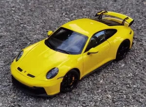 FloZ for NOREV for Porsche New for 911 for 992 for GT3 2021 Yellow with Tail fin 1:18 Car Pre-Built Model