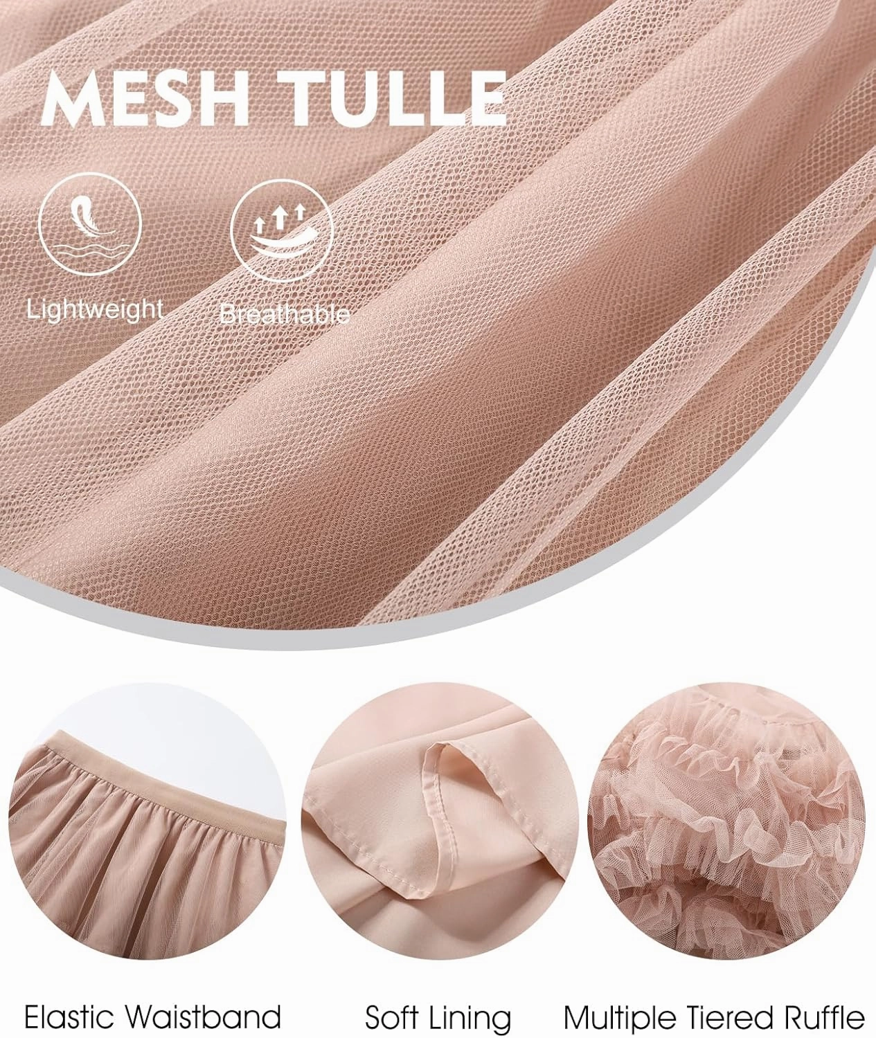 Flygo Women's Maxi Tulle Skirt Long Tiered A Line Mesh Tutu Fairy High Elastic Waist Pleated Layered Skirts