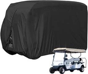 FLYMEI Golf Cart Cover Waterproof, 420D Fabric Universal Fits for Most Brand 2/2 2/4/4 2 Passengers Yamaha, Honda, Club Car, EZGO Golf Cart