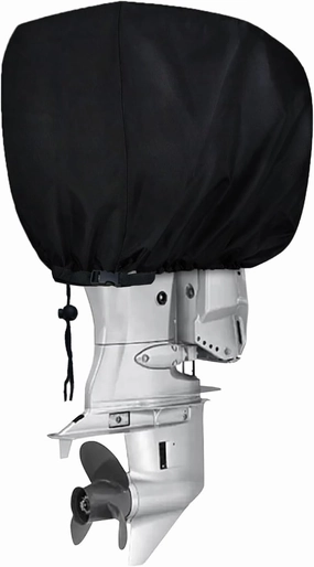 FLYMEI Outboard Motor Cover, 600D Boat Engine Hood Covers Waterproof & Heavy Duty - Fit for Motor 115-225 HP, Black