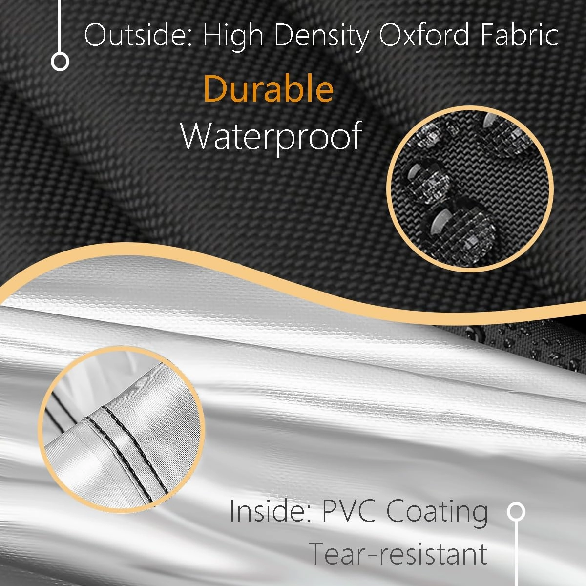 FLYMEI Outboard Motor Cover, 600D Boat Engine Hood Covers Waterproof & Heavy Duty - Fit for Motor 115-225 HP, Black