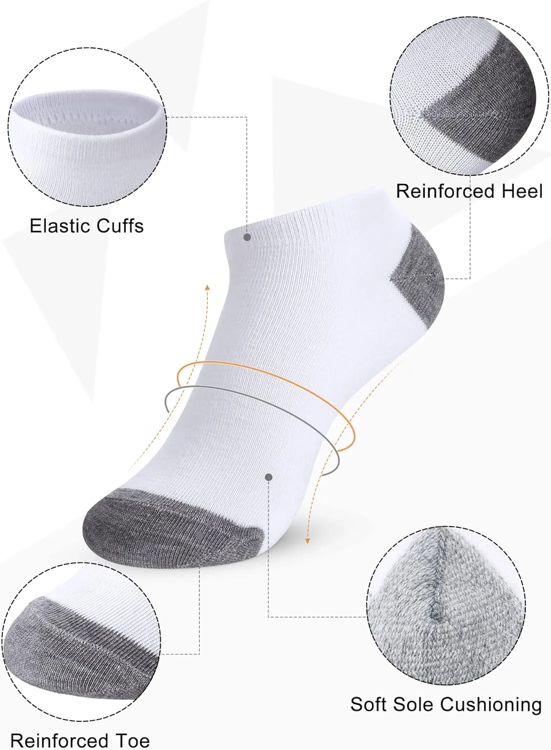 Foaincore 100 Pairs Cushion Low Cut Socks Bulk Unisex Breathable Casual Short Ankle Socks for Men Women Homeless