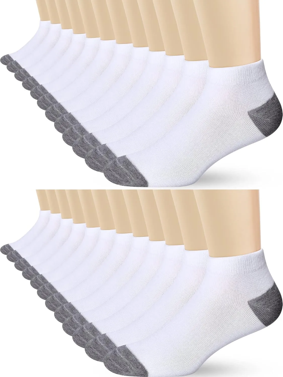 Foaincore 100 Pairs Cushion Low Cut Socks Bulk Unisex Breathable Casual Short Ankle Socks for Men Women Homeless