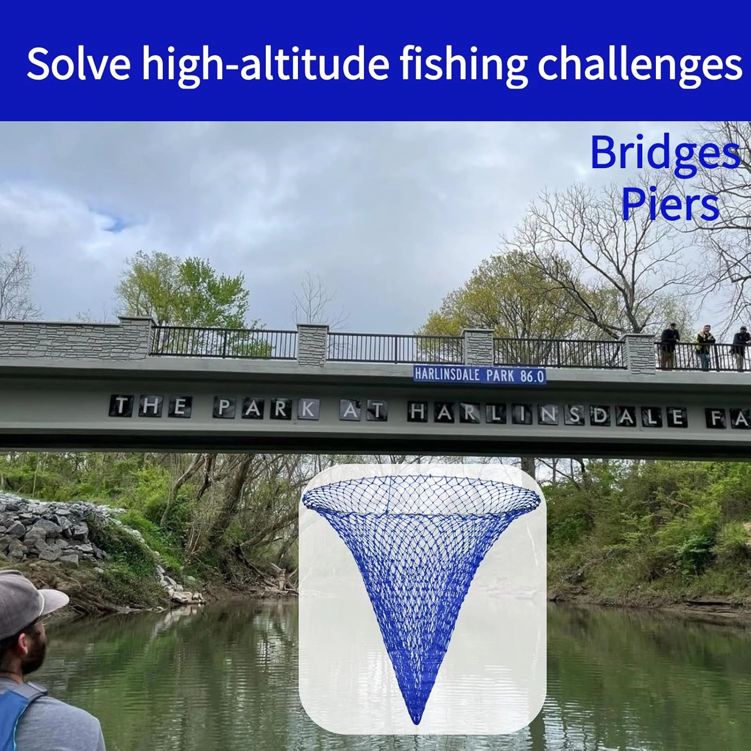 Foldable Drop and Pier Fishing Net, Portable Bridge Net,Crab Bait Shrimp Net with Bucket Soft Steel Hoop and 32FT Rope Storage Bag