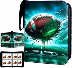 Football Card Binder, Trading Card Binder 4 Pocket with 50 Removable Sleeves Fits 400 Sport Cards, 3 Ring Card Holder Binder with Zipper, Collector Storage Album