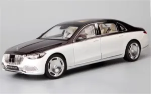 for NOREV for Mercedes for Benz for Maybach for S680 for X223 2021 Big Pie Wheel Brown red and White Dual Color 1:18 Car Pre-Built Model