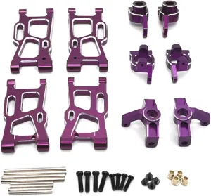 for Wltoys 144001 144010 124007 124008 124016 124017 124018 124019 Metal Suspension Arms Steering Cup Hub Carriers Set RC Upgrade Parts RC Steering Knuckles Cup(Purple)