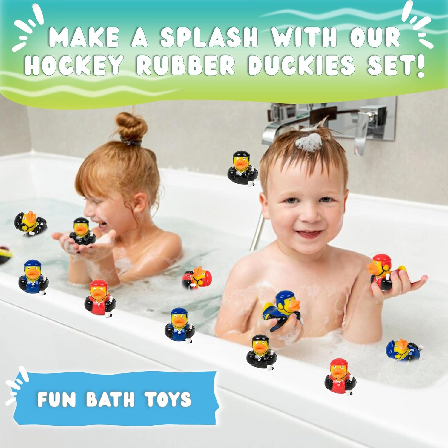 Forest & Twelfth Sports-Themed Rubber Duckies - Multicolor Mini Rubber Ducks, 2" Hockey, Baseball, Football, Basketball, and Soccer - Durable Bath Toys for Kids and Toddlers (Pack of 12)