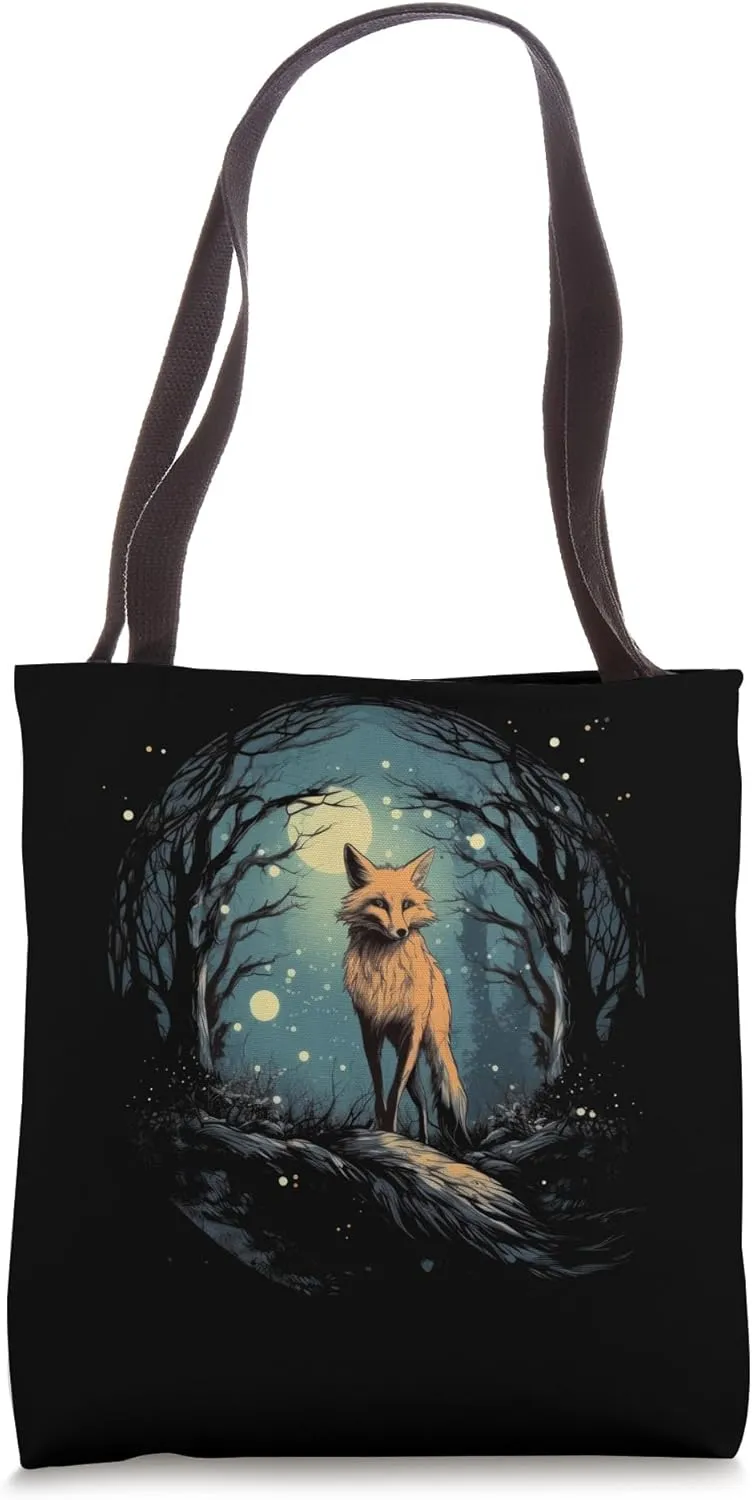 Fox Forest Moon Fable Mythical Fairy Tale Tote Bag