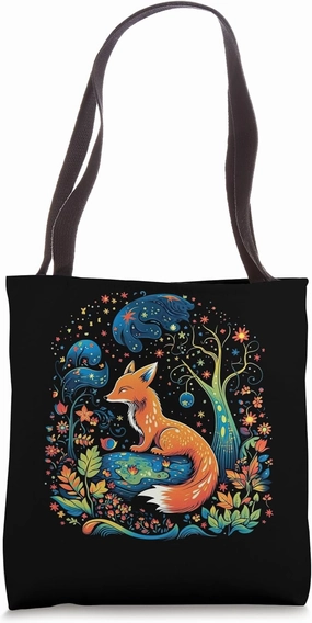 Fox Forest Moon Fable Mythical Fairy Tale Tote Bag