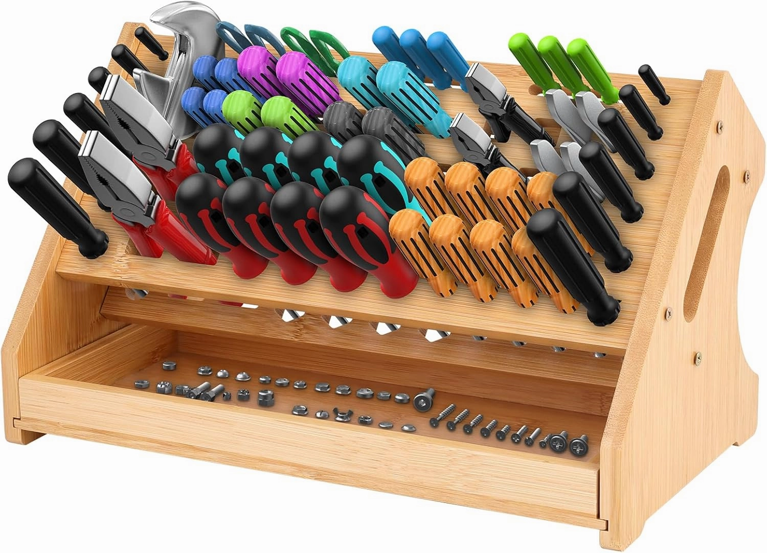 FPVERA Bamboo Screwdriver Organizer - Repair Tool Storage Holder Tool Storage Organizer Workbench Desktop Rack