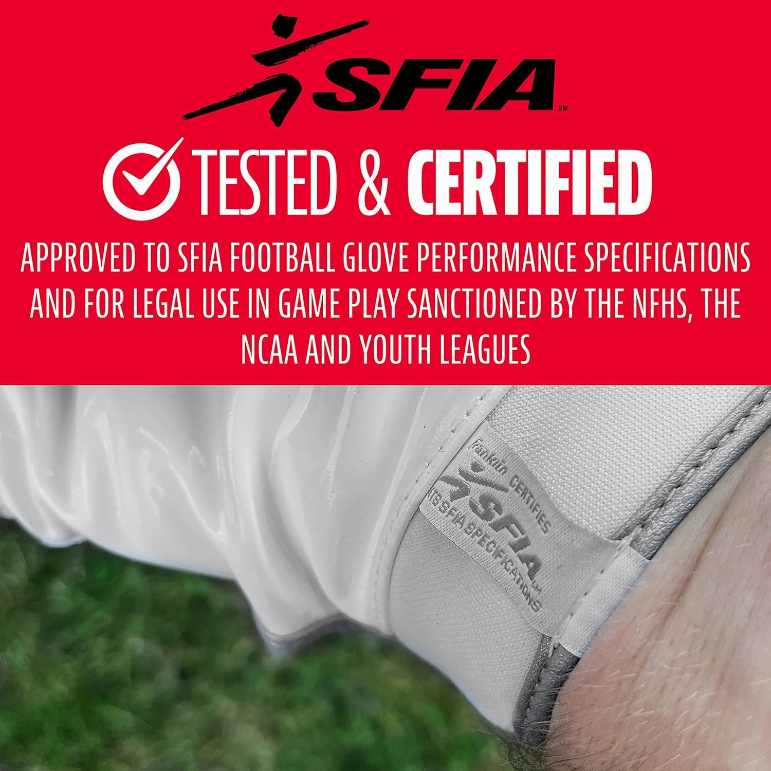 Franklin Sports Supratak Football Receiver Gloves - White/Chrome - Adult Small