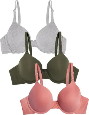 Fruit of the Loom Women's Smooth Cotton T-Shirt Bra Pack - Ultra-Soft, Flexible, and Invisible Under Tees