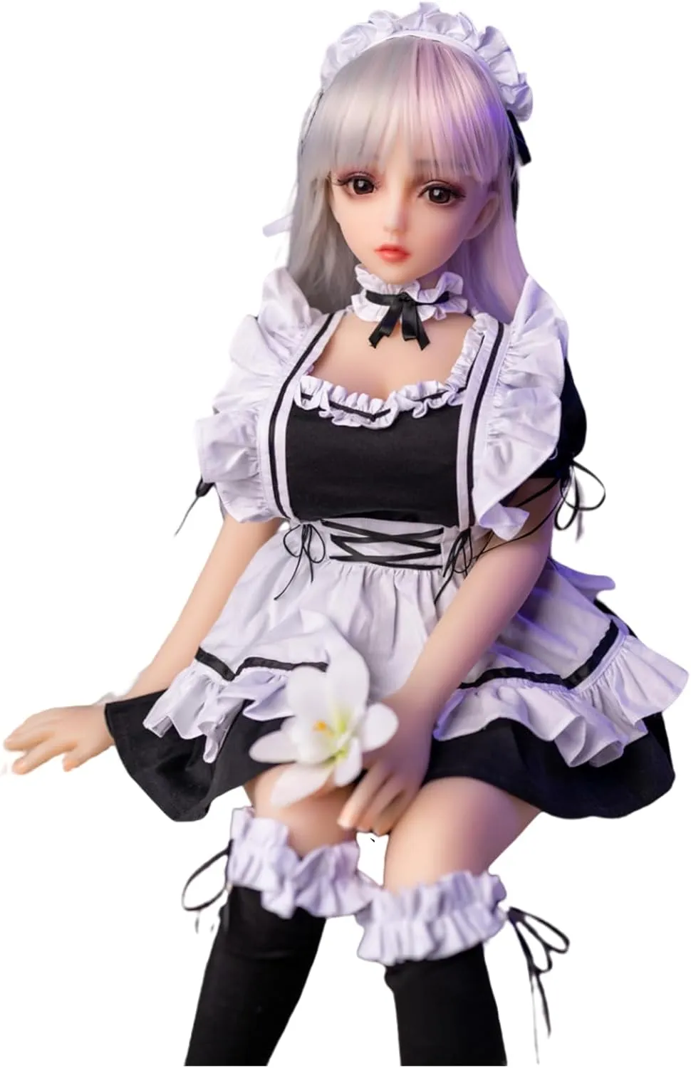 Full Silicone Material Anime Figure Body with Clothes Super Flexible Joints Miniature Action Figure (Maid Dress)