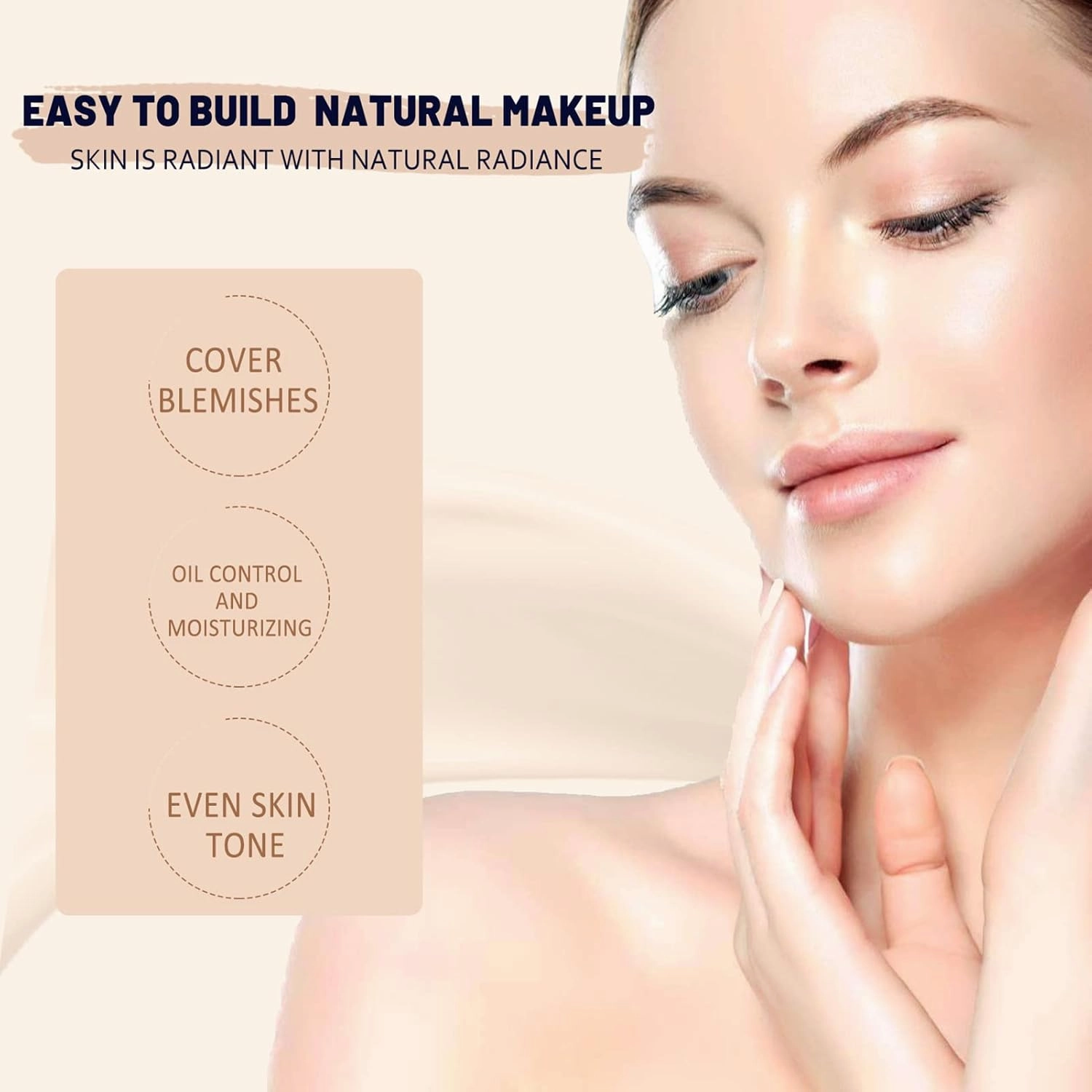 Full Coverage Liquid Foundation, Natural-2PCS, Cream, Unisex
