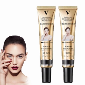 Full Coverage Liquid Foundation, Natural-2PCS, Cream, Unisex