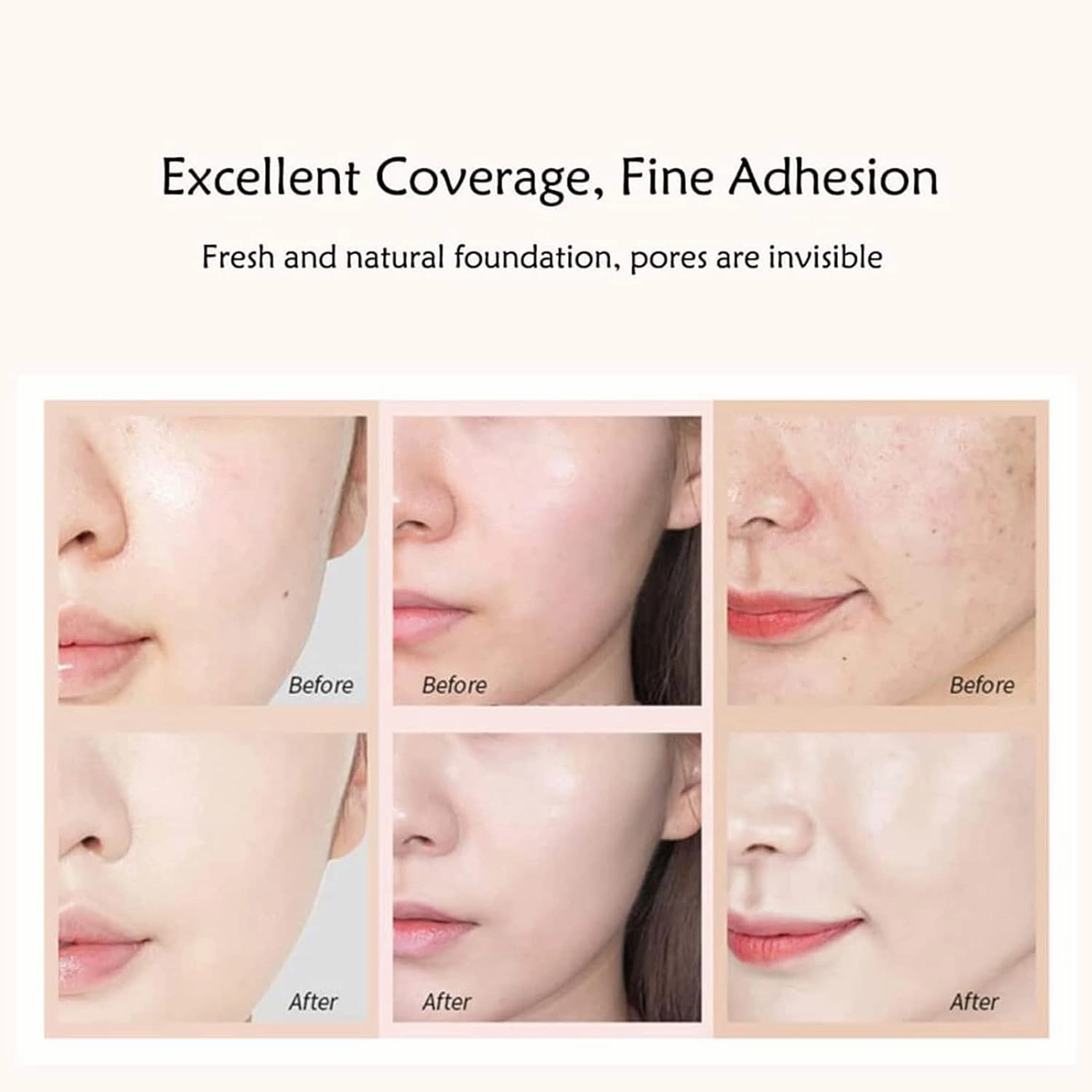 Full Coverage Liquid Foundation, Natural-2PCS, Cream, Unisex