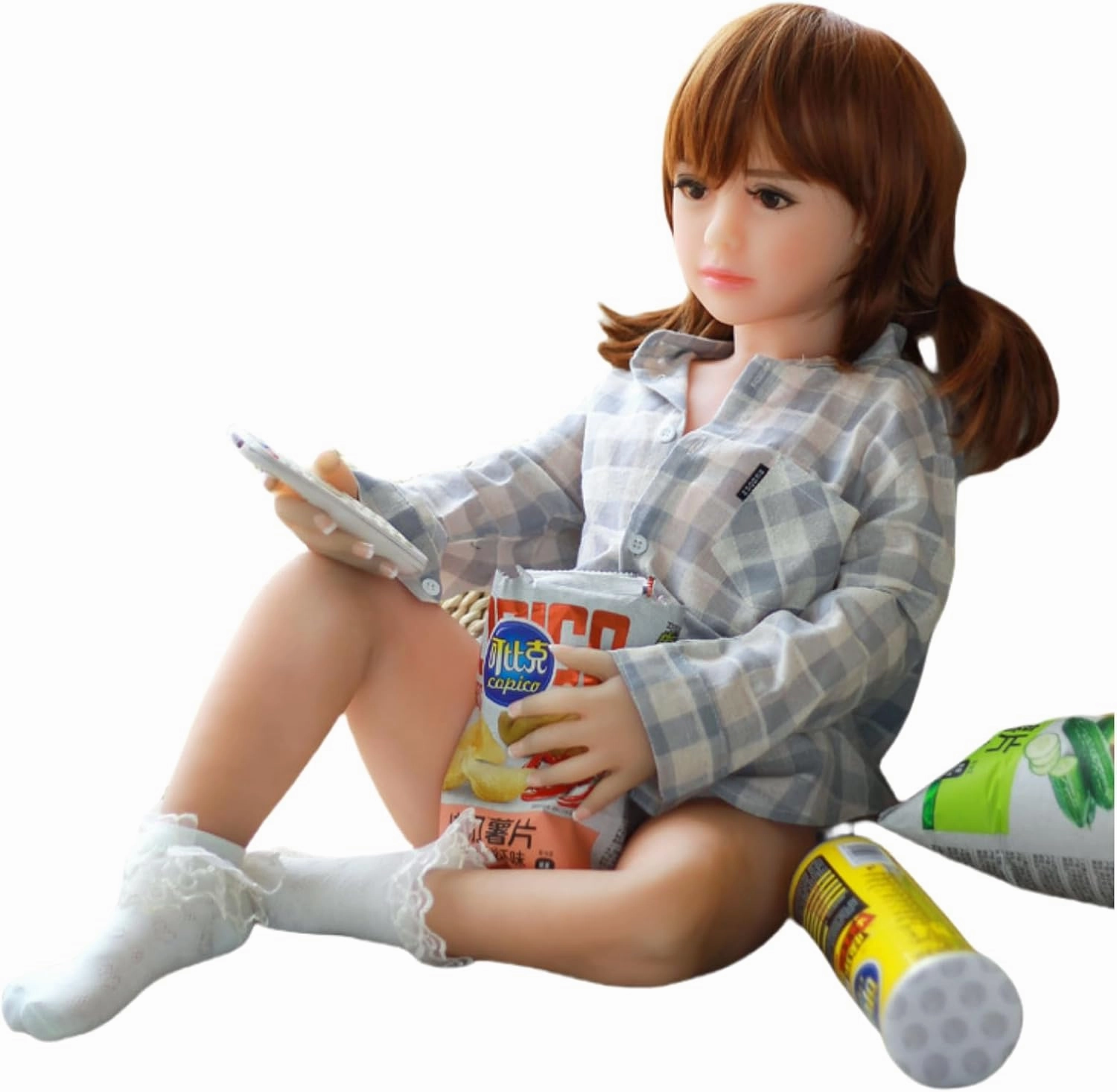 Full Silicone Material Anime Figure Body with Clothes Super Flexible Joints Miniature Action Figure (Blue Shirt)