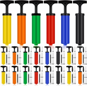 Fumete 100 Sets Ball Pump Bulk Air Pump for Sports Balls Include Needle Nozzle Extension Hose Portable Hand Pump Inflation Kit for Basketball Soccer Football Balloon Back to School