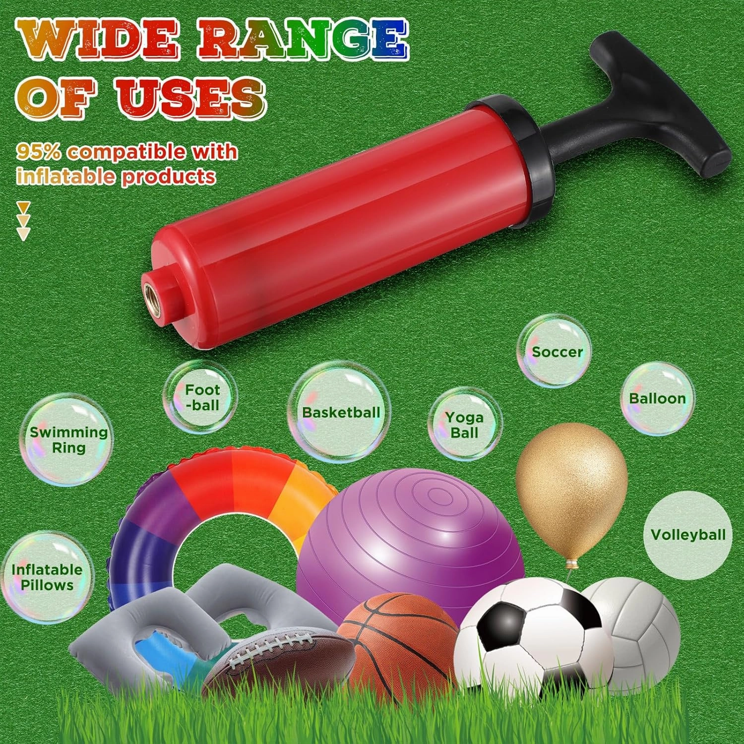 Fumete 100 Sets Ball Pump Bulk Air Pump for Sports Balls Include Needle Nozzle Extension Hose Portable Hand Pump Inflation Kit for Basketball Soccer Football Balloon Back to School