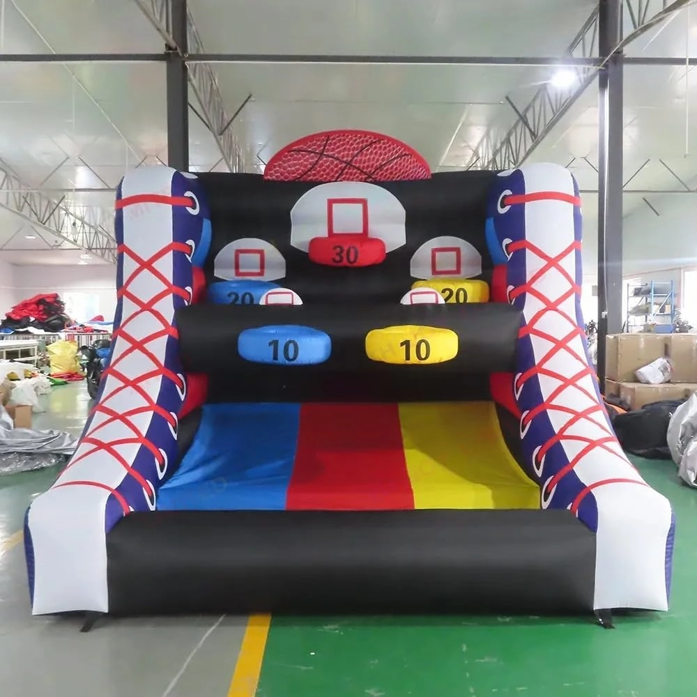 Funny Outdoors Inflatable Basketball toss Sport Game Carnival Rental Inflatable Ball Shooting Sport Game Toys(4x3x3m /13x10x10ft with Blower and Balls)