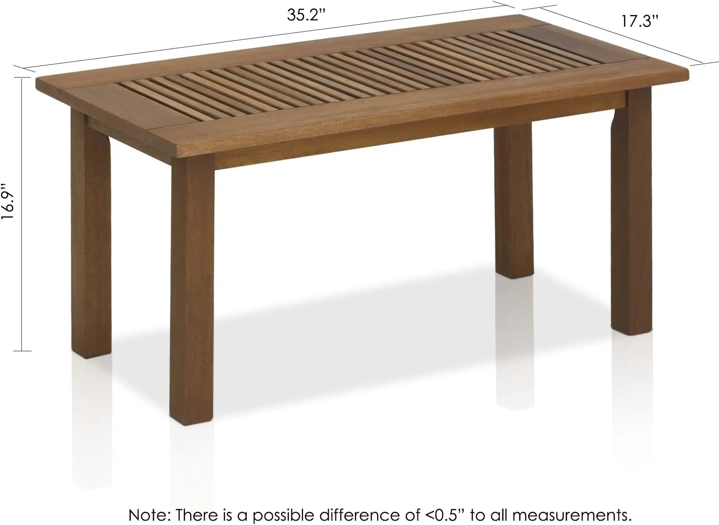Furinno FG16504 Tioman Hardwood Patio Furniture Outdoor Coffee Table in Teak Oil, 1-Tier, Brown