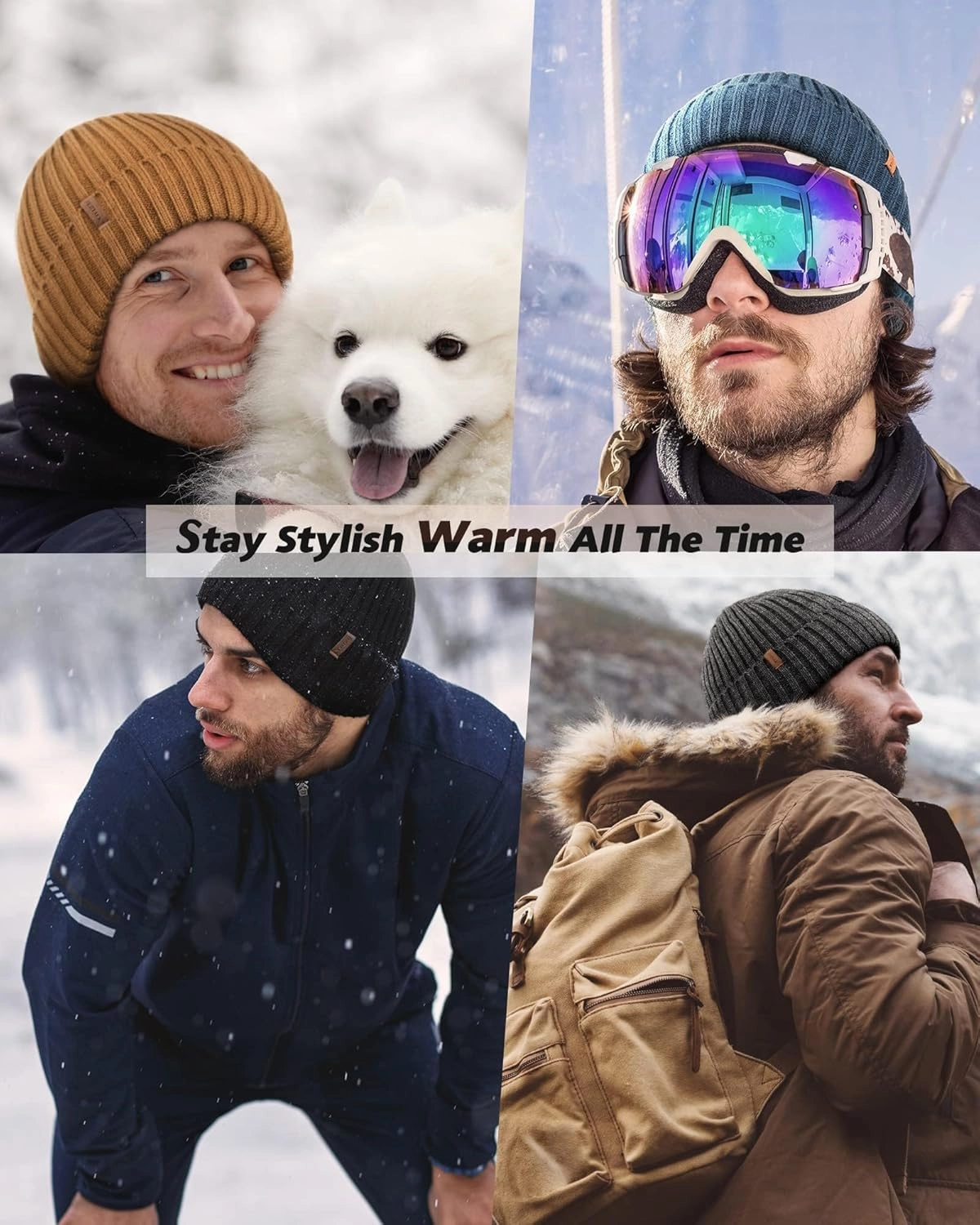 FURTALK Beanie for Men Women Thick Winter Unisex Cuffed Beanie Knit Hats Soft Warm Ski Hats