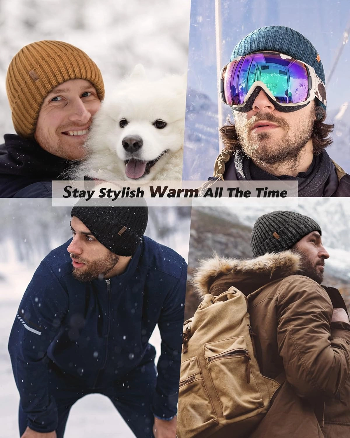 FURTALK Beanie for Men Women Thick Winter Unisex Cuffed Beanie Knit Hats Soft Warm Ski Hats