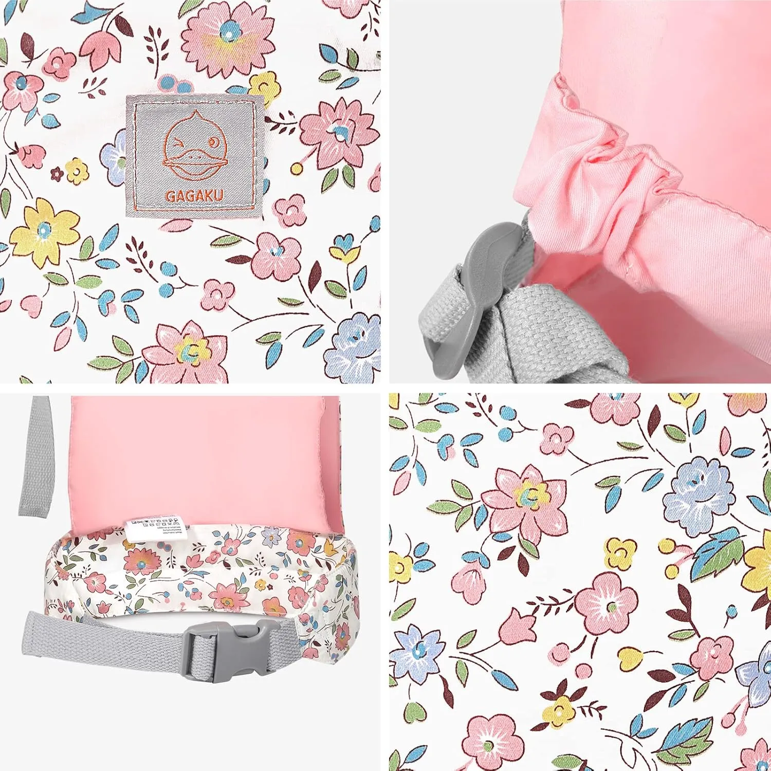 GAGAKU Baby Doll Carrier for Kids, Stuffed Animal Carrier Reborn Baby Carrier with Adjustable Straps, Baby Doll Accessories - Pink (Flowers)
