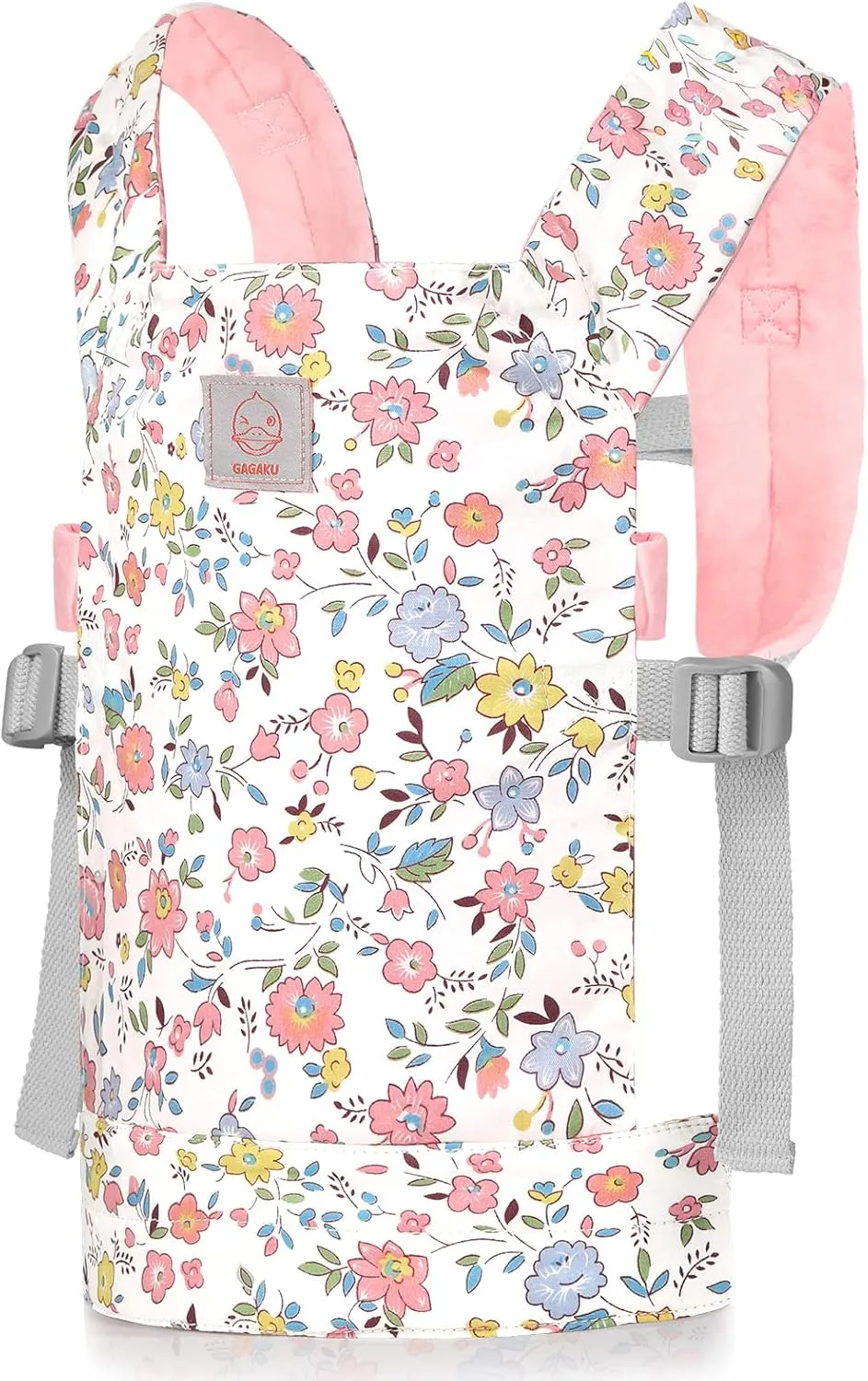 GAGAKU Baby Doll Carrier for Kids, Stuffed Animal Carrier Reborn Baby Carrier with Adjustable Straps, Baby Doll Accessories - Pink (Flowers)
