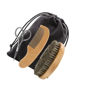GALPADA 1 Set Beard Care for Men Grooming Kit with Scissors Brush and Comb for Shaping and Styling Beards Durable Beech and