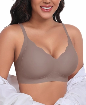 Ganado Scalloped Wireless Bras for Women Seamless No Underwire Bra Full Coverage Padded Comfortable Bralettes