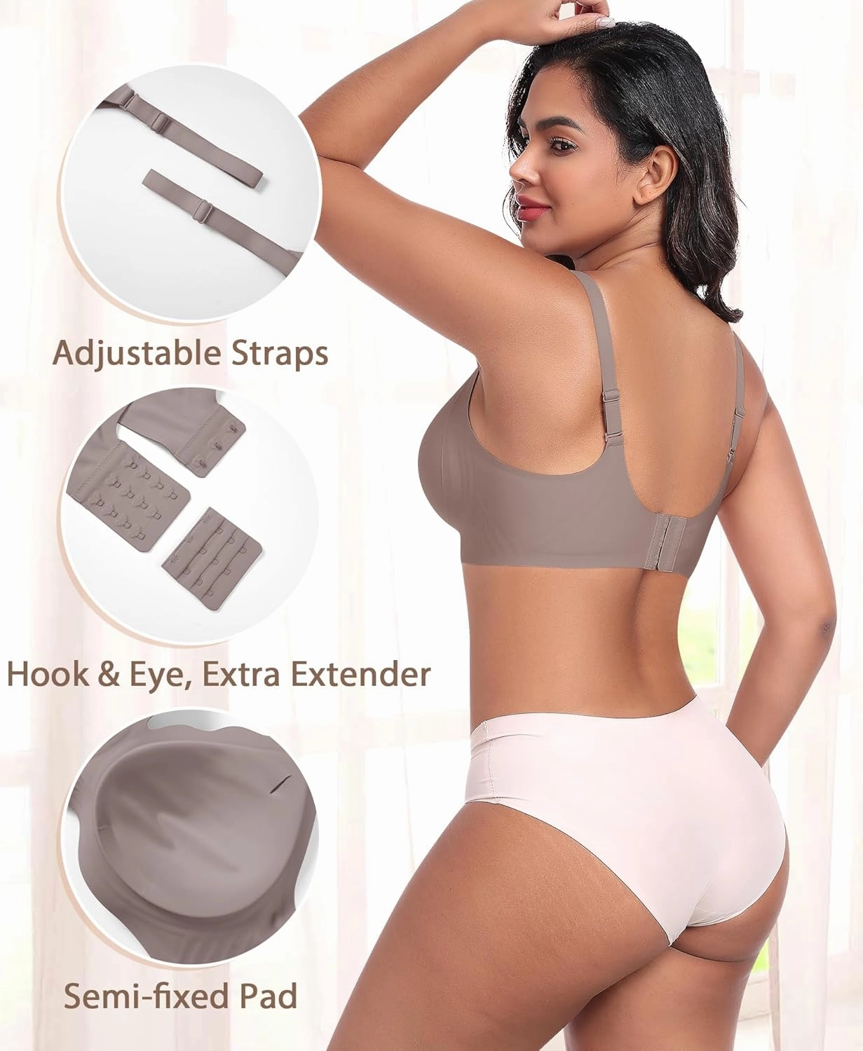 Ganado Scalloped Wireless Bras for Women Seamless No Underwire Bra Full Coverage Padded Comfortable Bralettes