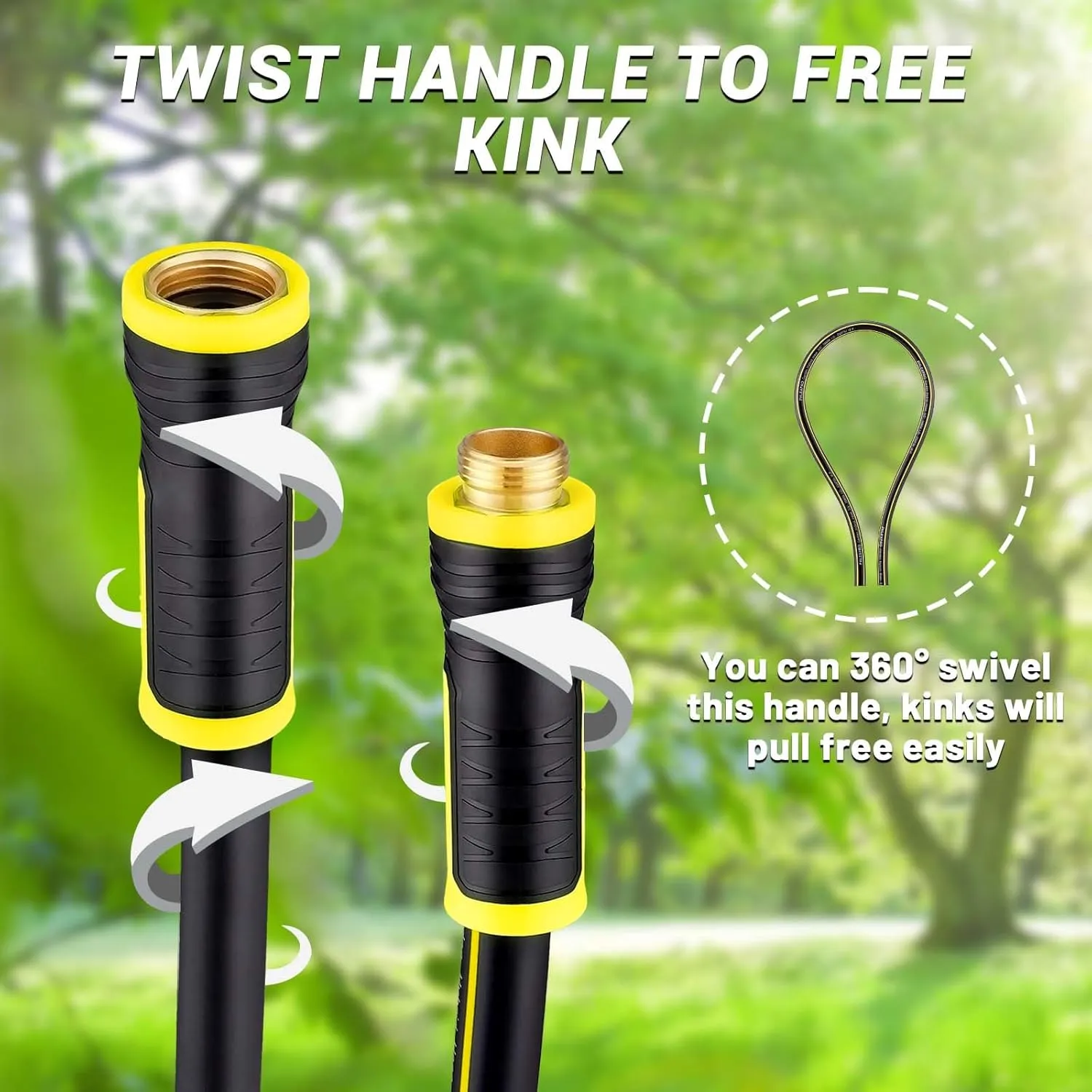 Garden Hose 100FT - PHLEX PRO Heavy-Duty Premium 5/8'' Rubber 3-Layer Water Hose - Innovation Flexible Hybrid Lightweight Water Hose with Full Brass Male to Female Fittings (RyobiGreen)