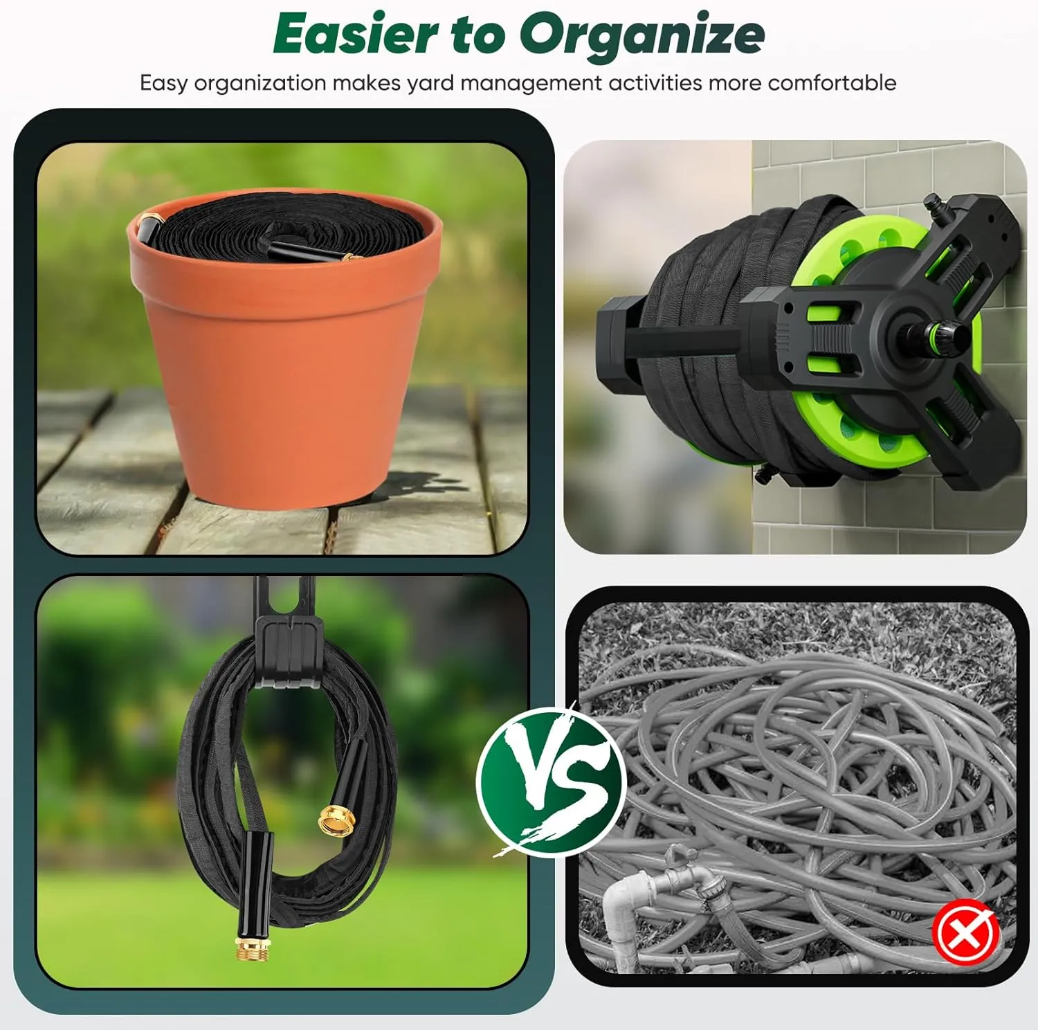 Garden Hose 50ft, Non-Expanding, Lightweight, Leak-Proof Metal interface, No-Knots, Portable, Wear-Resistant, Sturdy, Flexible, 3/4GHT, Water Hose for Yard, Garden