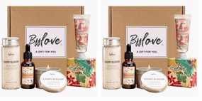 Gifts for Women BFFLOVE Gift Set for Women 5pcs Cherry Blossom Spa Set, Birthday Gifts for Her with Massage Oil, Scented Candle, Bath Salts, Hand Cream (Pack of 2)
