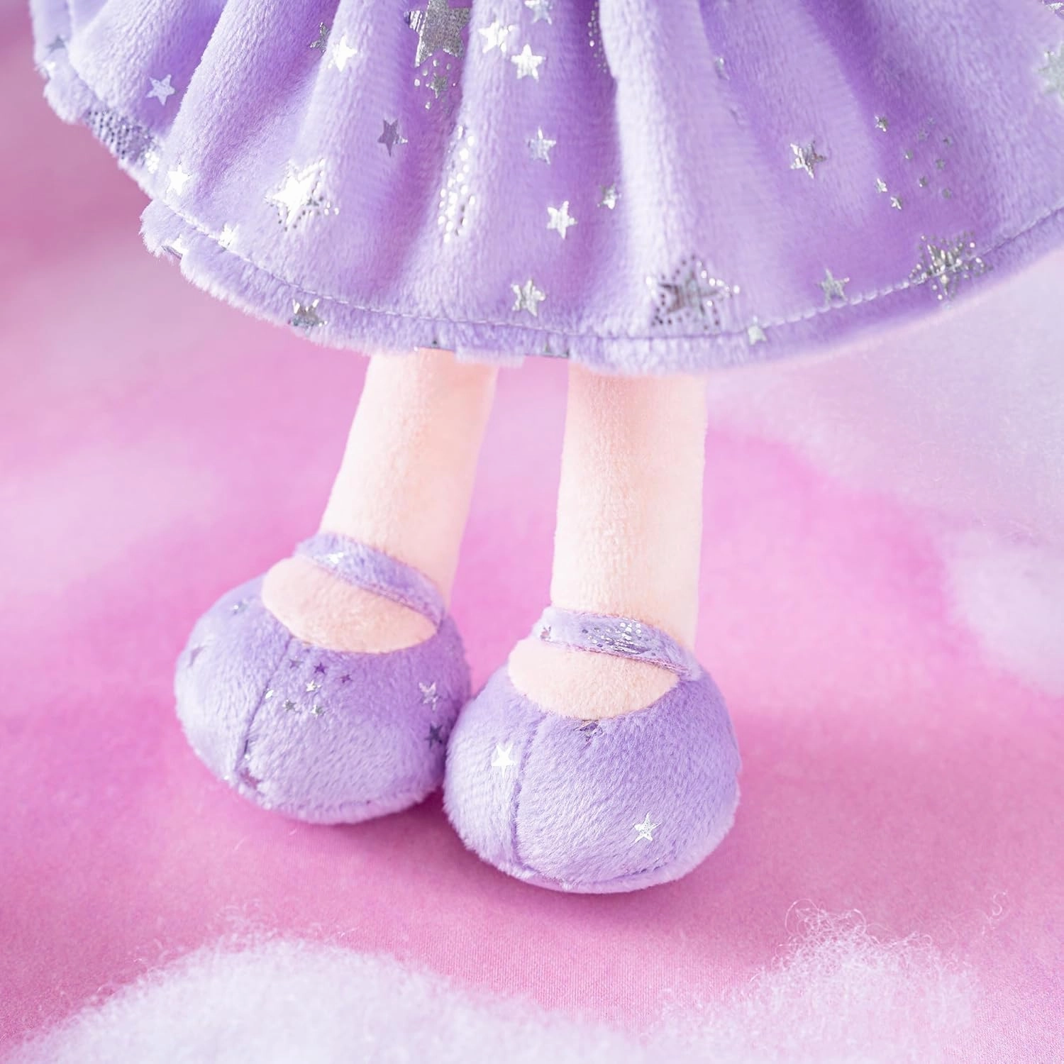 Gloveleya Doll First Baby Doll Plush Baby Doll Baby Dolls Soft Doll Baby Girl Gifts Curly Hair Purple Dress 12inches