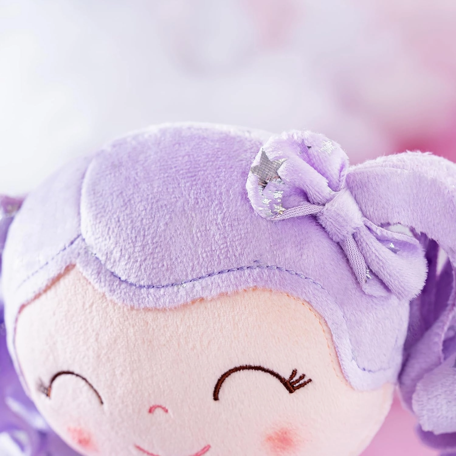 Gloveleya Doll First Baby Doll Plush Baby Doll Baby Dolls Soft Doll Baby Girl Gifts Curly Hair Purple Dress 12inches