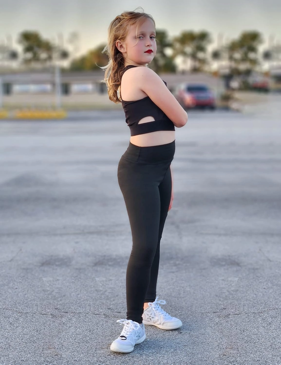 Gnainach Girls Running Pants High Waisted Soft Comfy Elastic Compression Yoga Leggings for Toddler Kids Teens Dance Workout