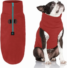 Gooby Half Zip Up Fleece Vest Dog Sweater - Soft, Warm Pullover Fleece Head-in Dog Jacket with Dual D Ring Leash - Winter Small Dog Sweater - Dog Clothes for Small & Medium Dogs - Burgundy, X-Small