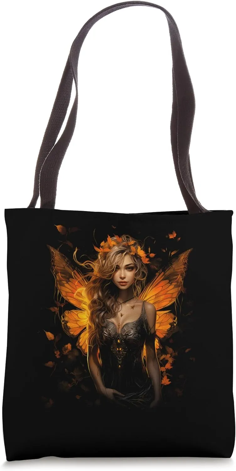 Gothic Fairycore Elegance: Enigmatic Winged Fairy Beauty Tote Bag