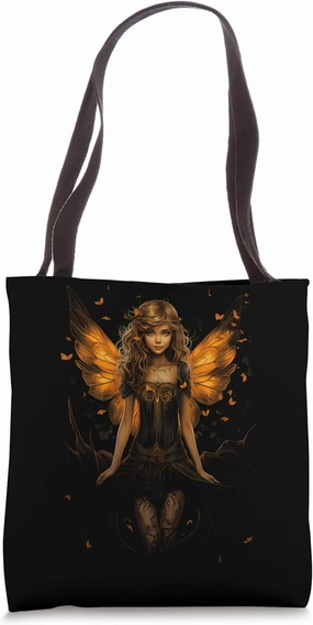 Gothic Fairycore Garden: Enigmatic Winged Fairy Beauty Tote Bag