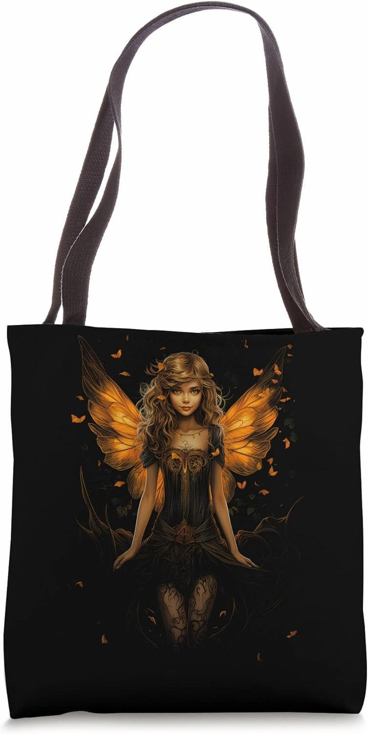 Gothic Fairycore Garden: Enigmatic Winged Fairy Beauty Tote Bag