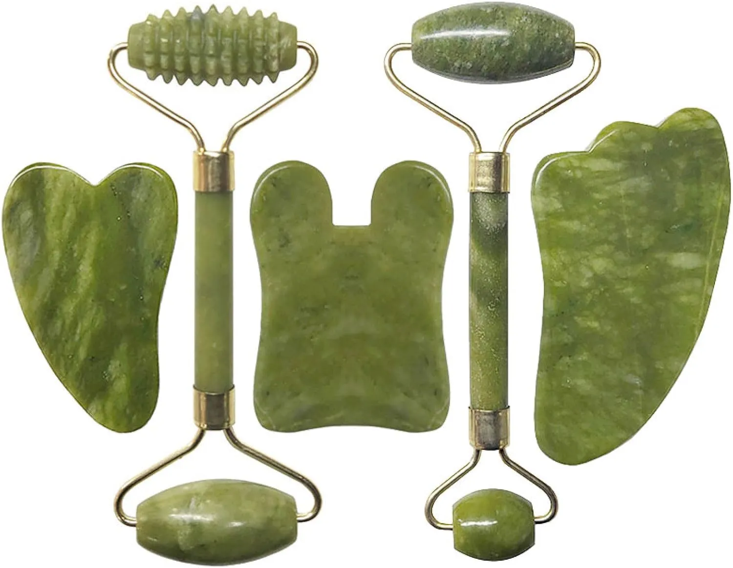 Gouache Stone Jade Roller Face Massager Gouache Scraper Set Natural Jade Facial Massage Roller Gua Sha Scraper Face,Type 12