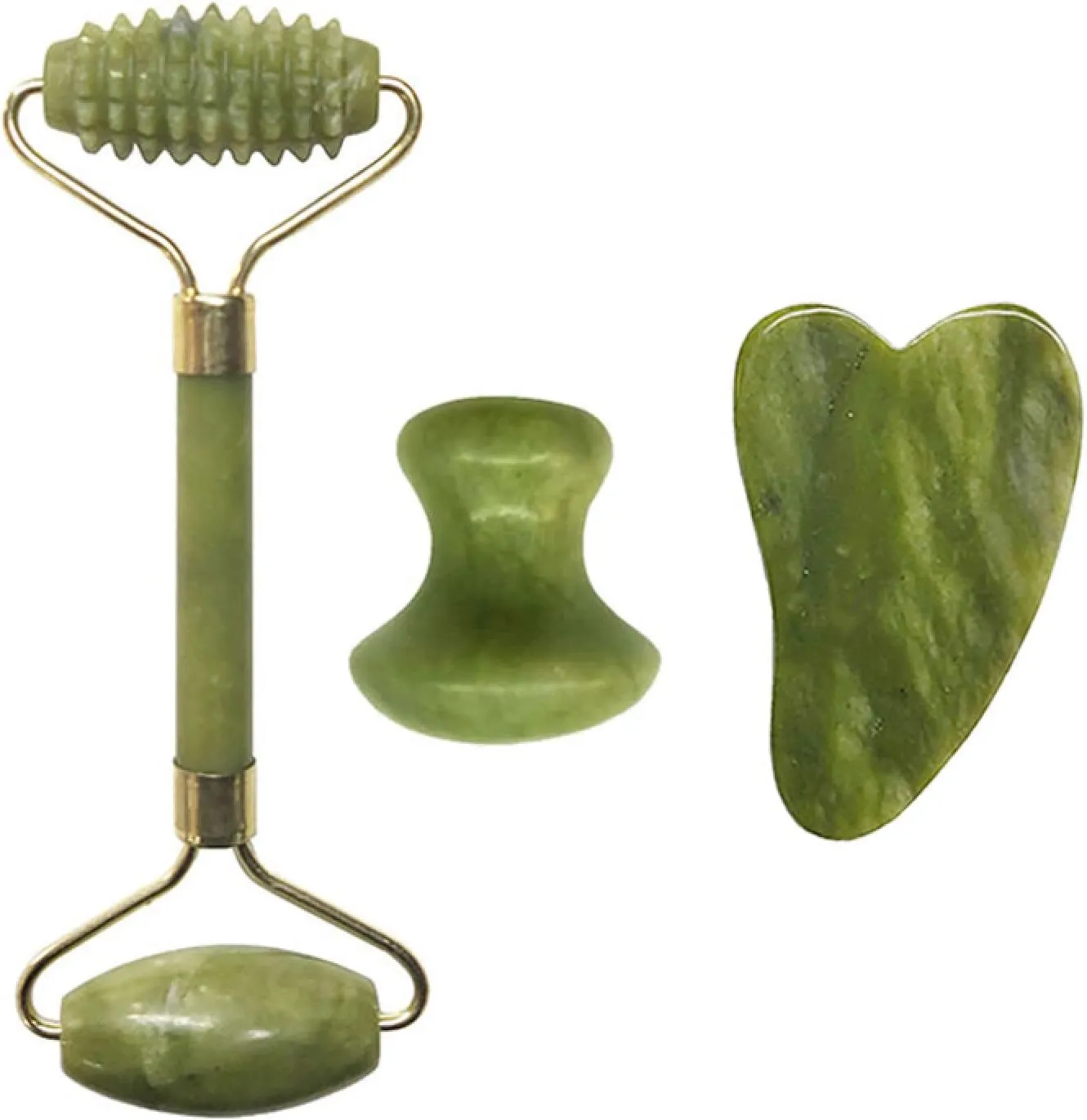 Gouache Stone Jade Roller Face Massager Gouache Scraper Set Natural Jade Facial Massage Roller Gua Sha Scraper Face,Type 12