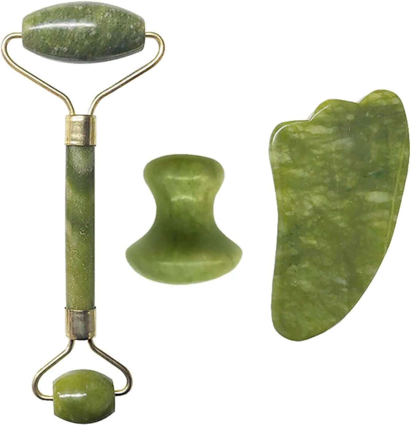 Gouache Stone Jade Roller Face Massager Gouache Scraper Set Natural Jade Facial Massage Roller Gua Sha Scraper Face,Type 12