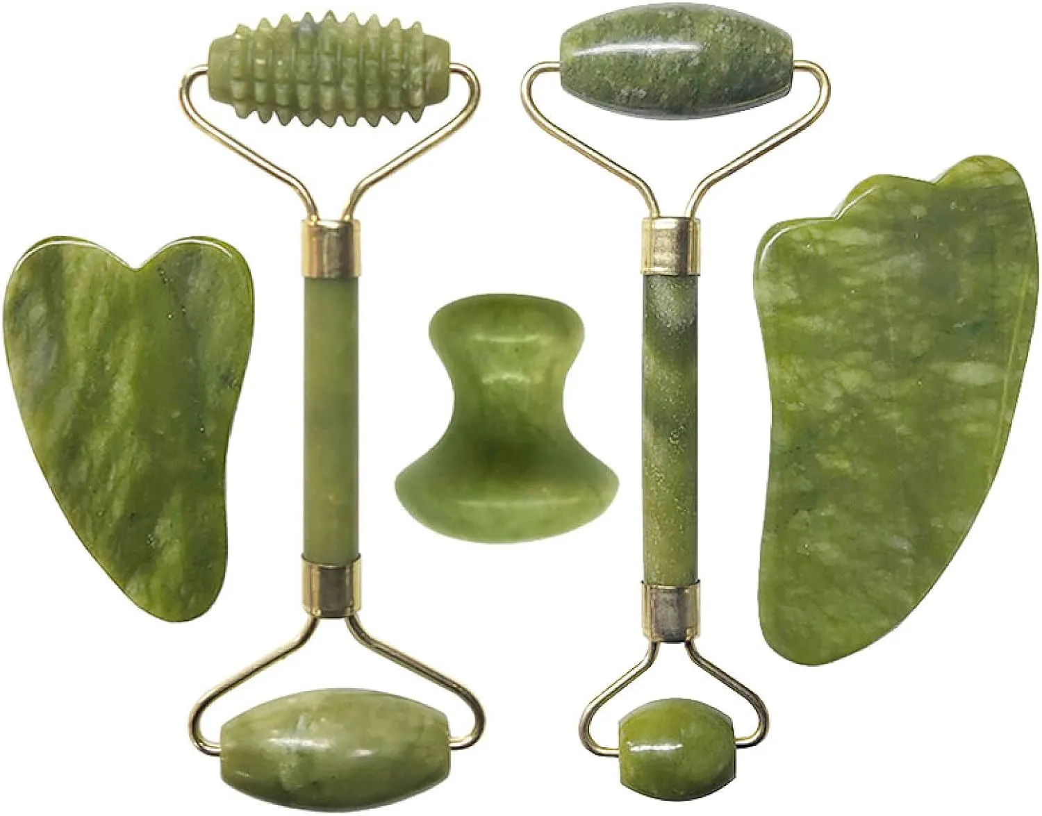 Gouache Stone Jade Roller Face Massager Gouache Scraper Set Natural Jade Facial Massage Roller Gua Sha Scraper Face,Type 12